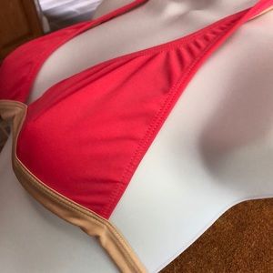 Orangey Pink bikini top. Made in Columbia